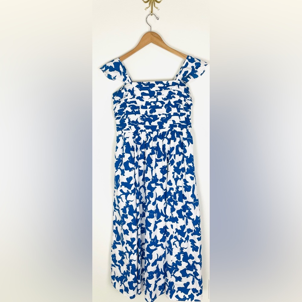 Abercrombie & Fitch White and Blue Floral Midi Dress